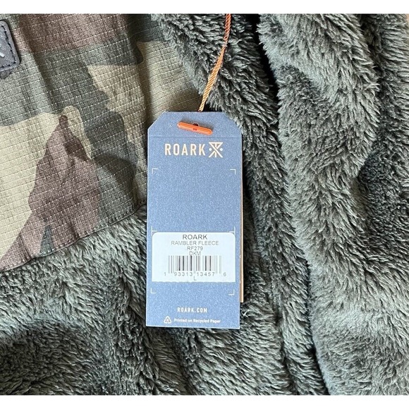 Roark Mens Rambler High Pile Fleece Full Zip Jacket Large Olive Camo NEW - Picture 3 of 5